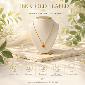 Chain 18K Gold-Plated Slim Snake Chain with Orange Round Pendant - House of Viya