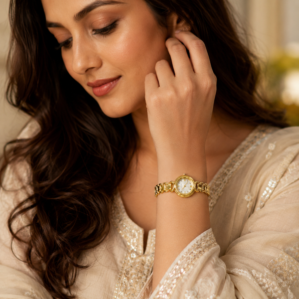 Watches Gold-Tone Round Dial Minimal Bracelet Watch for Women - House of Viya