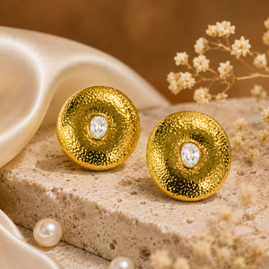 Earrings Gold-Tone Topaz Round Drop Earrings - House of Viya