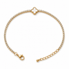 Gold Plated White Stone Studded Tennis Chain Clover Charm Bracelet with Lobster Clasp