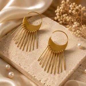 Earrings Gold-Tone Nested Square Geometric Earrings - House of Viya