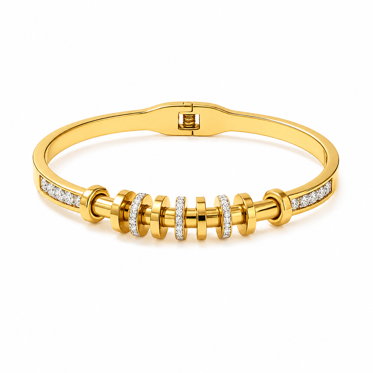 Prong Set CZ Cluster Slim Baby Kada Bangle | Gold Plated Multi Stone Stackable Bracelet for Women