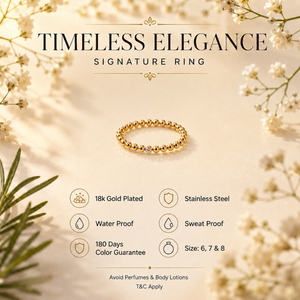 Anti tranish Gold plated Single small balls linked Rings for adults - 1PC