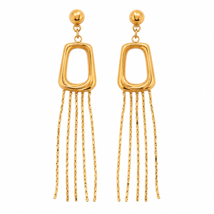 Earrings Gold-Tone Rectangle Frame Stone Earrings - House of Viya