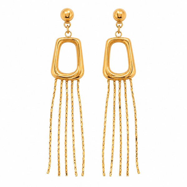 Earrings Gold-Tone Rectangle Frame Stone Earrings - House of Viya