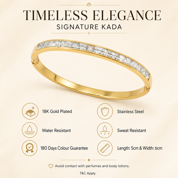 Kadas Gold-Tone Pave Crystal-Studded Slim Kada for Women - House of Viya