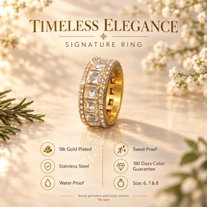 Rings Dual-Tone Polished White Stone Contemporary Ring