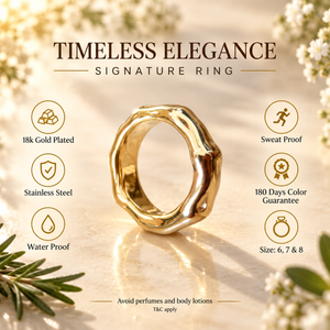 Anti tranish Gold plated Monarch Octagone facedRing for adults - 1PC