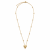 Chain 18K Gold-Plated Beaded Chain with V-Cut Heart Pendant