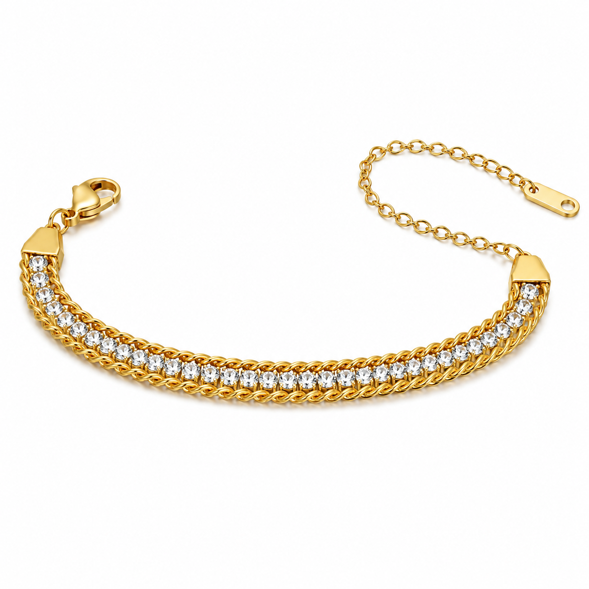 Bracelet Gold-Tone Textured Chain Link with Toggle Clasp
