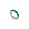 Rings Dual-Tone Polished Green Stone Slim-Band Ring