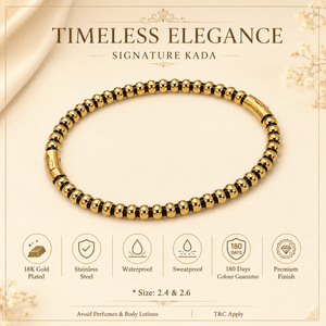 Kada Gold-Tone Stainless Steel Bamboo Collection Black Contemporary Design