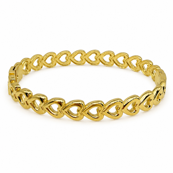 Gold Scattered Brilliant Diamond Oval Kada for Women | Prong Set Scattered Stone Stainless Steel Ladies Bangle | Contemporary Design Jewellery - House of Viya