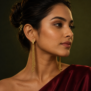 Earrings Gold-Tone Trilliant Cut Stone Drop Earrings - House of Viya