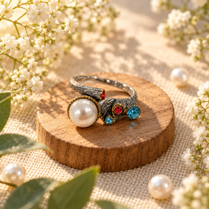 Rings Dual-Tone Polished White Stone Double-Band Ring