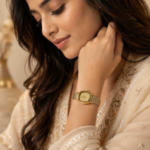 Watches Two-Tone Octagonal Gold Dial Multi Strand Bracelet Watch for Women