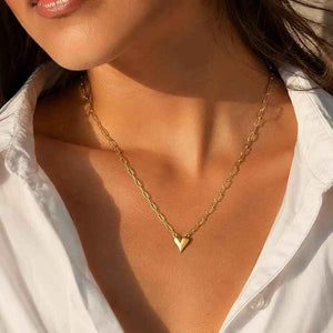 Chain 18K Gold-Plated Paperclip Chain with Pointed Heart Pendant