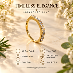 Rings Dual-Tone Polished White Stone Wide-Band Ring