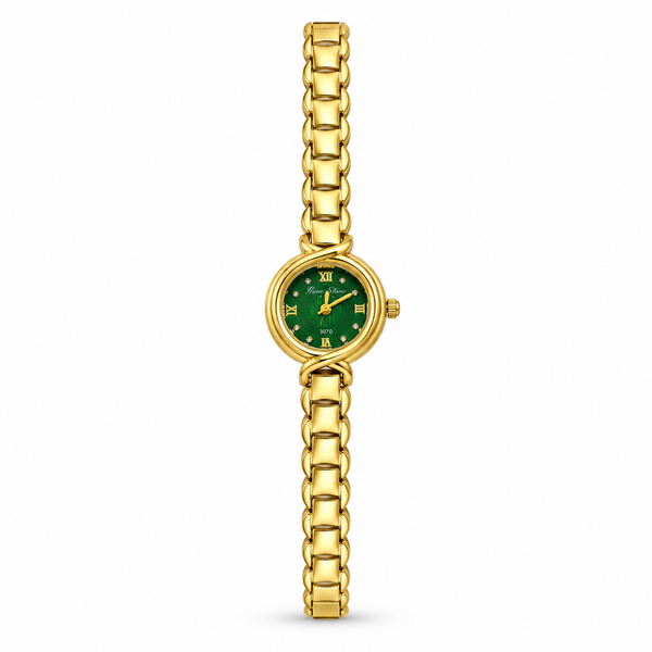 Watches Gold-Tone Round Green Dial Minimal Bracelet Watch for Women
