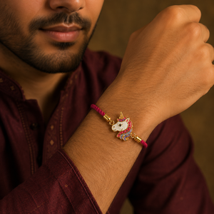 Rakhi Stone-Studded Unicorn Motif Kids Character Rakhi