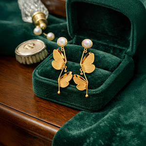 Anti-Tarnish Gold Plated Hanging Half Butterfly Earrings - 1 Pair