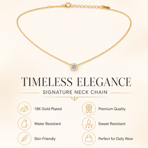 Chains Gold-Tone Chain with White Stone Pendant for Women