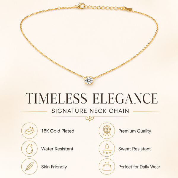 Chains Gold-Tone Chain with White Stone Pendant for Women