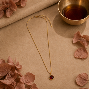 Chain 18K Gold-Plated Fine Chain with Round Red Pendant - House of Viya