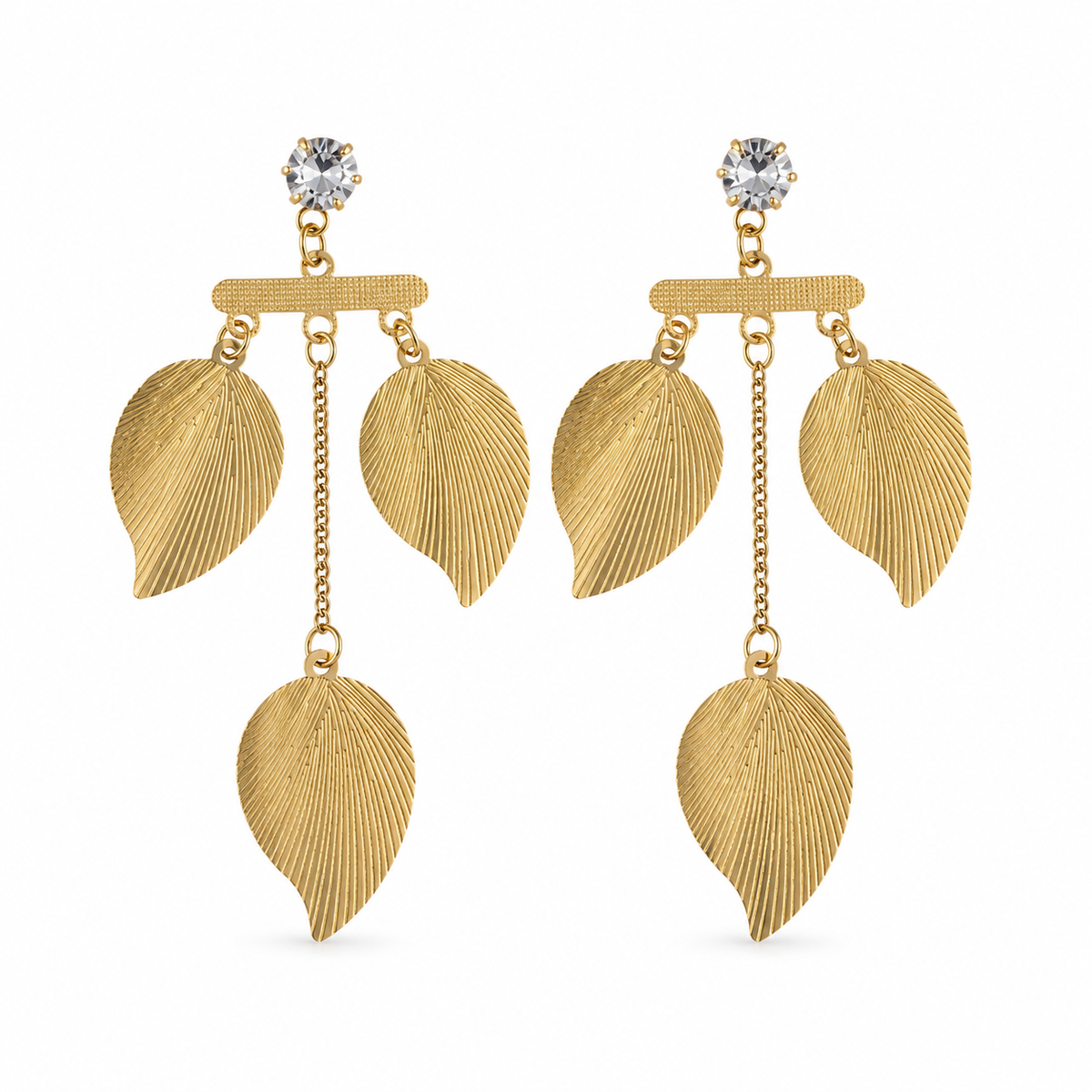 Earrings Gold-Tone Solitaire Round Crystal Earrings