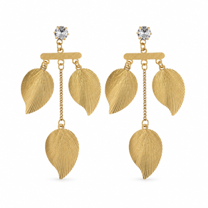 Earrings Gold-Tone Solitaire Round Crystal Earrings - House of Viya