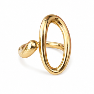 Anti tranish Gold plated Oval Loop Rings for adults - 1PC
