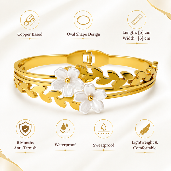 Gold Slim Channel Diamond Row Oval Kada for Women | Delicate Stone Band Stainless Steel Ladies Bangle | Everyday Festive Jewellery - House of Viya
