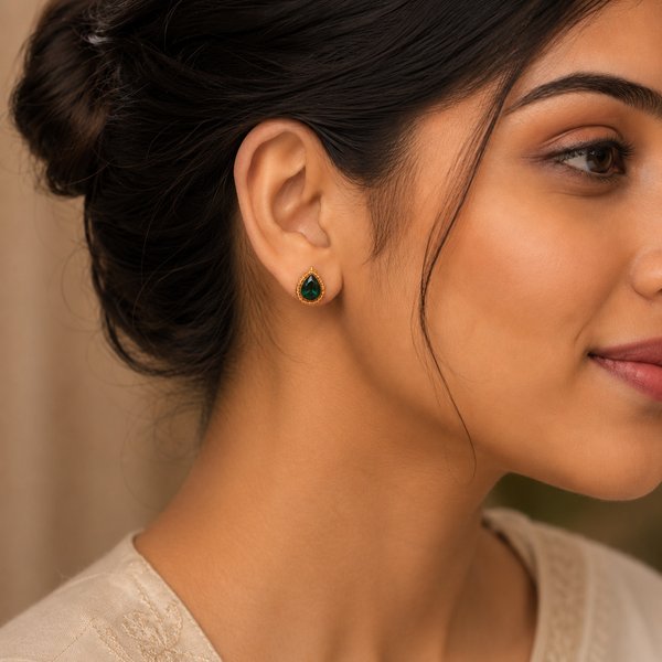 Earrings Crystal, Emerald & Black Round Halo Drop Earrings Set of 3 Pairs