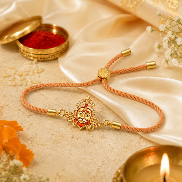 Rakhi Stone-Studded Hanuman Motif Religious Traditional Rakhi
