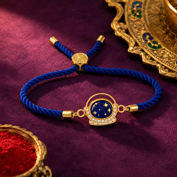 Rakhi Stone-Studded Astronaut Helmet Motif Kids Rakhi