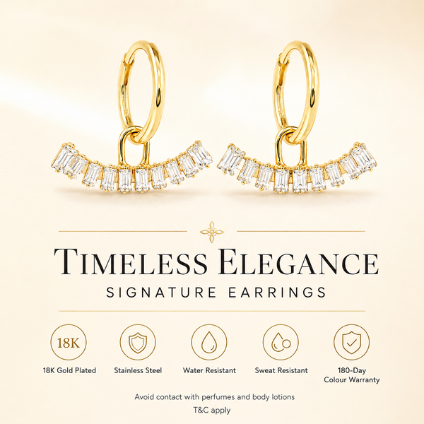 Earrings Gold-Tone Starburst Crown Crystal Drop Earrings - House of Viya