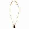 Chain 18K Gold-Plated Slim Chain with Black Rectangular Pendant
