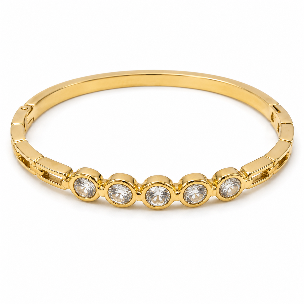 Kadas Gold-Tone Graduated Stone-Studded Slim Kada for Women