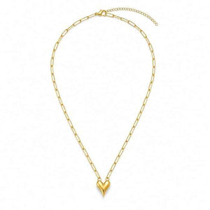 Chain 18K Gold-Plated Paperclip Chain with Pointed Heart Pendant