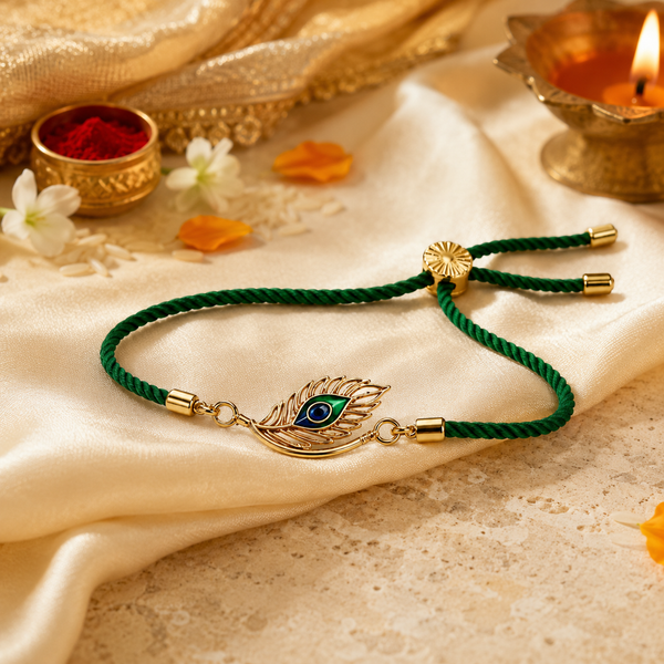 Rakhi Krishna Feather Motif Religious Traditional Rakhi