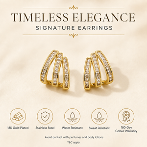Earrings Gold-Tone Hexagon Frame Crystal Earrings - House of Viya