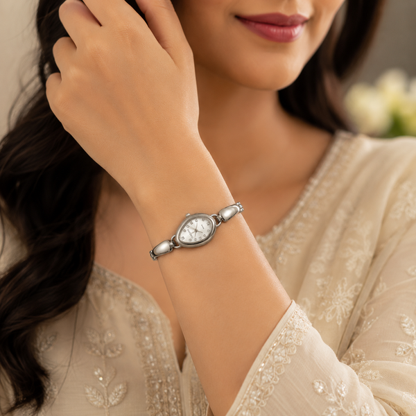 Watches Silver-Tone Teardrop Dial Chain Bracelet Watch for Women - House of Viya