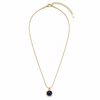Chain 18K Gold-Plated Slim Chain with Round Dark Blue Pendant