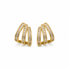 Earrings Gold-Tone Hexagon Frame Crystal Earrings