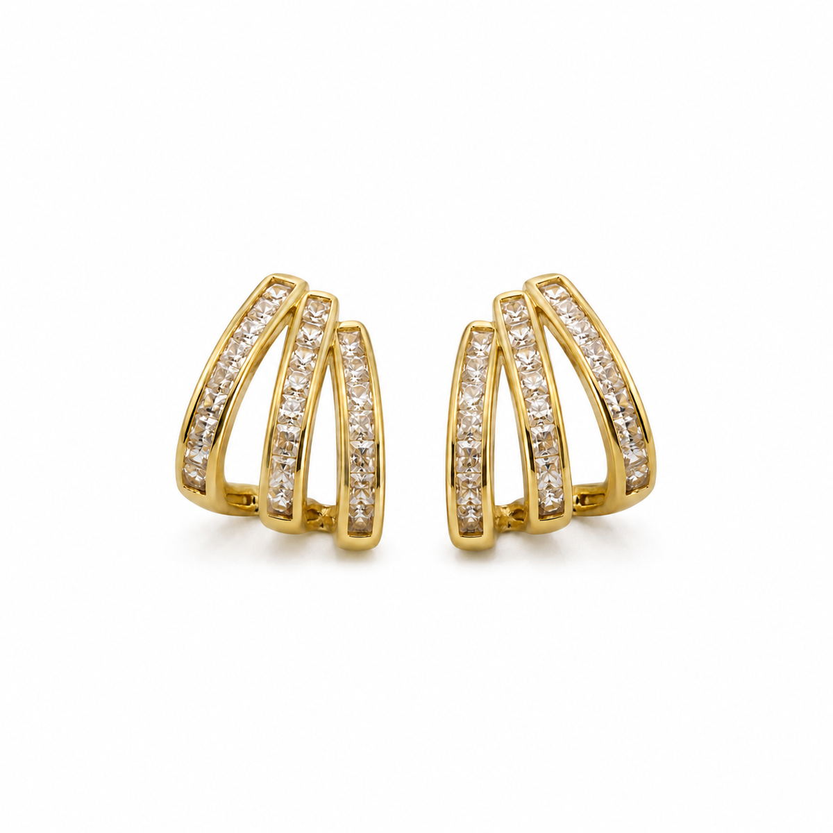 Earrings Gold-Tone Hexagon Frame Crystal Earrings