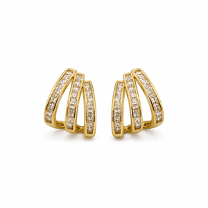 Earrings Gold-Tone Hexagon Frame Crystal Earrings - House of Viya