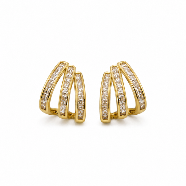 Earrings Gold-Tone Hexagon Frame Crystal Earrings - House of Viya