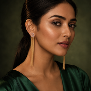 Earrings Gold-Tone Oval Solitaire Crystal Drop Earrings - House of Viya