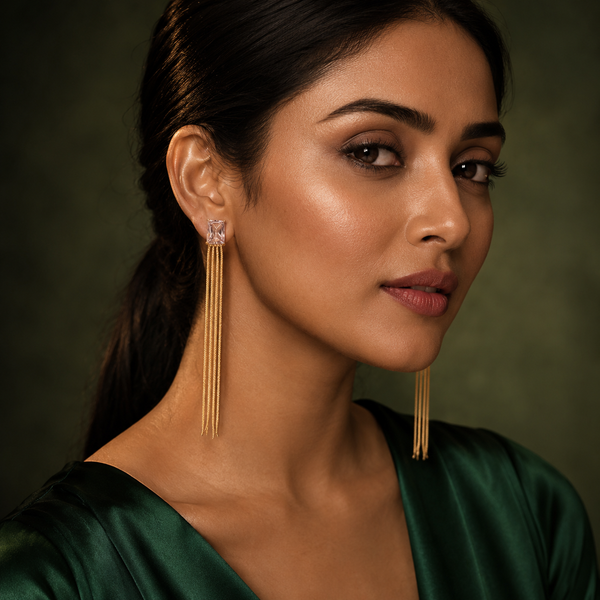 Earrings Gold-Tone Oval Solitaire Crystal Drop Earrings - House of Viya