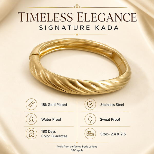 Kadas Gold-Tone Engraved Broad Kada